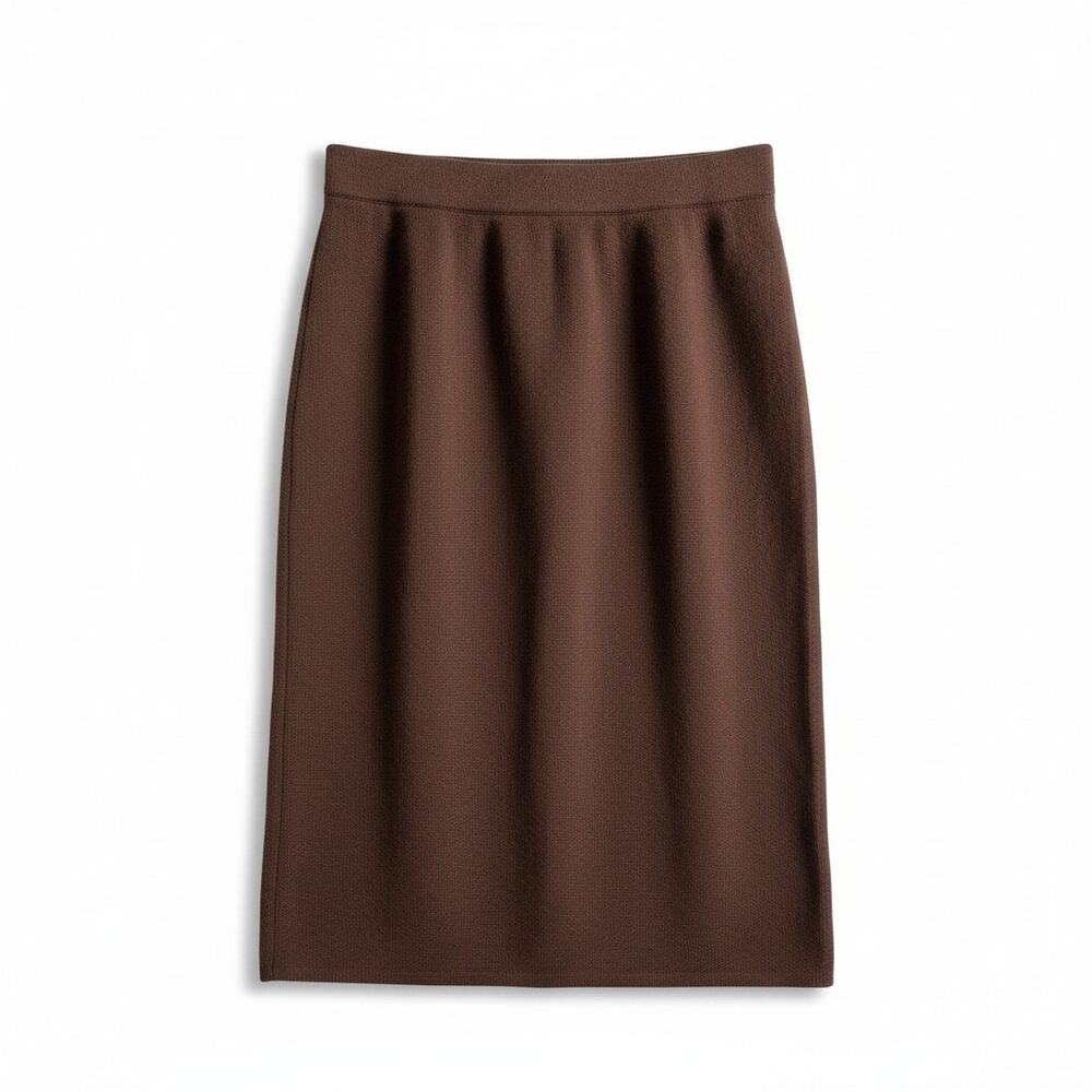 NEW Talbots M Petite Chocolate Brown Knit Sweater Minimalist Pencil Skirt